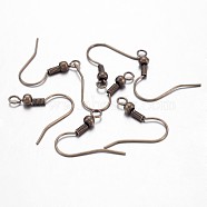 Antique Bronze Brass Earring Hooks, with Bead Charms and Horizontal Loop, 19mm long, Pin: 0.7mm, Hole: 1.5mm(X-KK-Q361-AB)