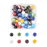 48Pcs Handmade Millefiori Glass Beads, Round, Mixed Color, 8mm, Hole: 1mm(LK-YW0001-02B)
