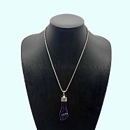 Synthetic Blue Goldstone Fist Pendant Necklaces for Women(TJ5862)