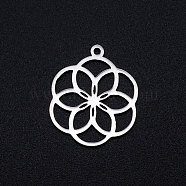 304 Stainless Steel Filigree Charms, Seed of Life/Sacred Geometry, Stainless Steel Color, 22.5x18.5x1mm, Hole: 1.5mm(A-STAS-T049-T671-1)
