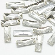 Pointed Back Glass Rhinestone Cabochons, Back Plated, Faceted, Rectangle, Crystal, 7x3x2mm(RGLA-T084-3x7mm-01)