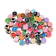 60Pcs 2 Style UV Plating Acrylic European Beads, with Enamel, Large Hole Beads, Flat Round with Peace Sign, Mixed Color, 10x6.5mm, Hole: 4mm, 30pcs/style(OACR-SZ0001-20)