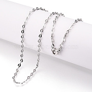 Brass Heart Link Chain Necklaces, with Lobster Claw Clasps, Real Platinum Plated, 17.72x0.10 inch(450x2.5mm)(NJEW-N054-10P)