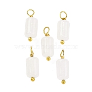 Natural White Jade Cloumn Pendants, Geometric Charms with Golden Tone 304 Stainless Steel Loops, 17.5x6x6mm, Hole: 2mm(STAS-H221-04G-05)