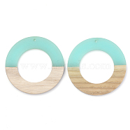 Resin & Wood Pendants, Ring, Turquoise, 49x4mm, Hole: 1.8mm(RESI-T023-06A)