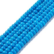 Natural Magnesite Beads Strands, Dyed, Flat Round, Dodger Blue, 8.5x4.5mm, Hole: 0.7mm, 15.55~15.75 inch(39.5~40cm)(TURQ-Z002-02C)