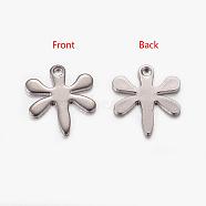 201 Stainless Steel Charms, Dragonfly, Stainless Steel Color, 11x10x1mm, Hole: 0.5mm, about 500pcs/bag(STAS-K002-20A)