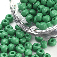Baking Paint Glass Seed Beads, Round, Medium Sea Green, 4~4.5x3mm, Hole: 1~1.2mm, about 4500pcs/bag, about 450g/bag(SEED-Q025-4mm-M13)
