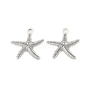 Tibetan Style Alloy Pendants, Cadmium Free & Lead Free, Starfish/Sea Stars, Antique Silver, 24x24x2mm, Hole: 2mm, about 775pcs/1000g(TIBEP-R304-003AS-LF)