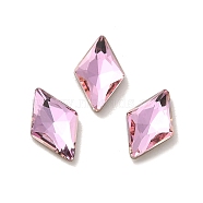 Glass Rhinestone Cabochons, Point Back & Back Plated, Faceted, Rhombus, Light Rose, 8x5x2mm(RGLA-P037-05A-D223)