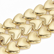 Electroplate Non-magnetic Synthetic Hematite Beads Strands, Heart, Golden Plated, 12x13x4mm, Hole: 1mm, about 37pcs/strand, 15.7 inch(G-T061-87G)