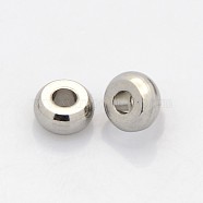 Rondelle 304 Stainless Steel Beads, Stainless Steel Color, 6x3mm, Hole: 2mm(STAS-N044-23)