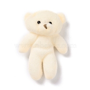 PP Cotton Mini Animal Plush Toys Bear Pendant Decoration, for Bag Pendant Doll Gift, Old Lace, 102.5x70.5x44mm(HJEW-C002-04)