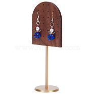 Walnut Wood Earring Display Stand, with Iron Base, Hanging Earring Organizer, Arch Pattern, 4x6x14cm(EDIS-WH0029-88B)