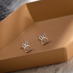 Alloy Earrings for Women, with 925 Sterling Silver Pin, Rabbit, 10mm(FS-WG98937-92)