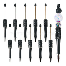 ABS Plastic Ball-Point Pen, Baking Paint Beadable Pen, for DIY Personalized Pen with Jewelry Bead, Black, 145x14mm(BT-TAC0003-06B)