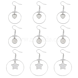 Unicraftale Stainless Steel Dangle Earrings, Star, Stainless Steel Color, 24pcs/box(STAS-UN0012-01)