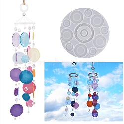 DIY Round Pendant & Link Silicone Molds, Resin Casting Molds, for UV Resin, Epoxy Resin Wind Chime Craft Making, White, 190x4mm, Inner Diameter: 30~74mm(SIMO-H013-01)