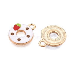 Christmas Theme Alloy Enamel Pendants, Cadmium Free & Lead Free, Light Gold, Donut, 17.5x14x2.5mm, Hole: 2mm(ENAM-T020-10Y)