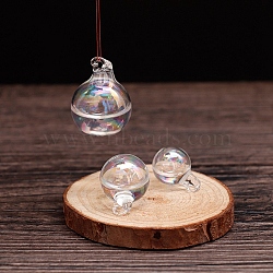 Glass Pendants, Round Charms, Clear AB, 14mm(PW-WG93250-03)
