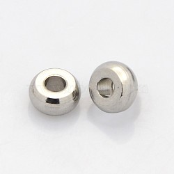 Tarnish Resistant Rondelle 304 Stainless Steel Beads, Stainless Steel Color, 6x3mm, Hole: 2mm(STAS-N044-23)