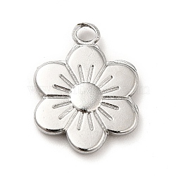 201 Stainless Steel Pendants, Flower Charms, Stainless Steel Color, 19x14x2.5mm, Hole: 2.5mm(STAS-H172-16P)
