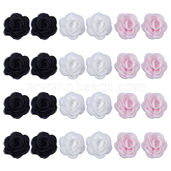 30Pcs 3 Styles 3D Rose Flower Polyester Computerized Embroidered Ornament Accessories, for Costume, Hat, Bag, Mixed Color, 42~44x42x10~12.5mm, 10pcs/style(FIND-GF0006-03A)