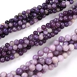 Natural Lepidolite/Purple Mica Stone Beads Strands, Round, 8~8.5mm, Hole: 1mm, about 48pcs/Strand, 15.47 inch(39.3cm)(X-G-K415-8mm)