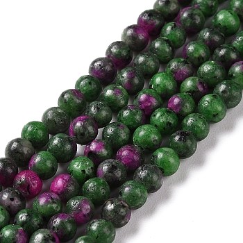 Natural Gemstone Beads Strands, Imitation Ruby in Zoisite, Dyed, Round, 4mm, Hole: 0.5mm, about 95pcs/strand, 14.96 inch(38cm)