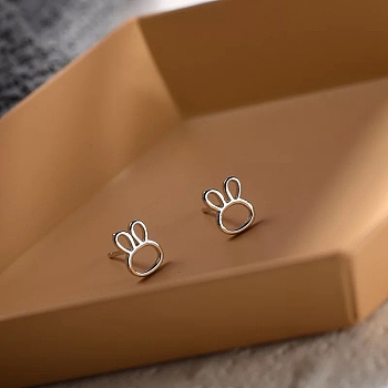 Alloy Earrings for Women, with 925 Sterling Silver Pin, Rabbit, 10mm