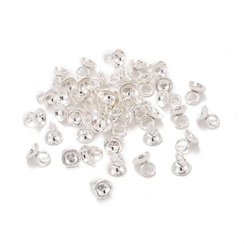 201 Stainless Steel Bead Cap Pendant Bails, for Globe Glass Bubble Cover Pendants, Silver, 6.5x5mm, Hole: 3mm