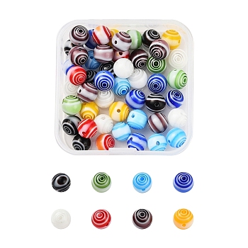 48Pcs Handmade Millefiori Glass Beads, Round, Mixed Color, 8mm, Hole: 1mm