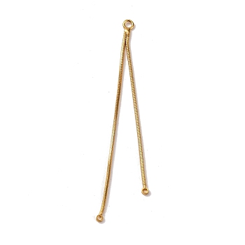 Brass Square Snake Chain Big Pendants, Tassel, Real 18K Gold Plated, 69x2x1mm, Hole: 2mm & 1~1.2mm