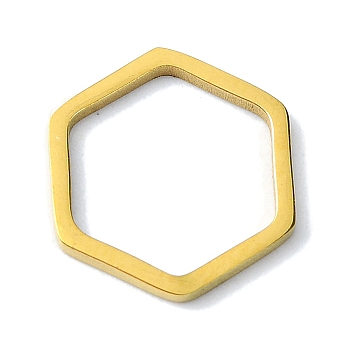 304 Stainless Steel Linking Rings, Hexagon, Golden, 12x13x1mm