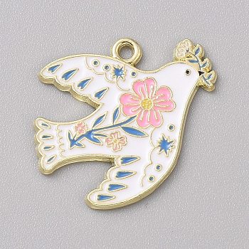 Alloy Enamel Pendants, Golden, Swallow & Butterfly Charm, Swallow, 22.5x28x1.5mm, Hole: 1.8mm