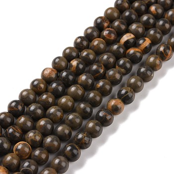 Natural Coffee Jasper Beads Strands, Round, 6mm, Hole: 1.2mm, about 70pcs/strand, 15.7 inch(39.8cm).