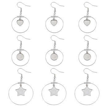 Unicraftale Stainless Steel Dangle Earrings, Star, Stainless Steel Color, 24pcs/box