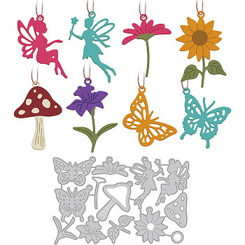 Carbon Steel Cutting Dies Stencils, for DIY Scrapbooking, Photo Album, Decorative Embossing Paper Card, Stainless Steel Color, Butterfly & Flower, Angel & Fairy Pattern, 138x89x0.8mm