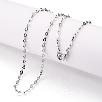 Brass Heart Link Chain Necklaces, with Lobster Claw Clasps, Real Platinum Plated, 17.72x0.10 inch(450x2.5mm)