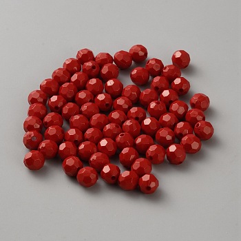 Acrylic Beaded, Faceted, FireBrick, 7.5x8mm, Hole: 1.6mm, about 2000pcs/500g