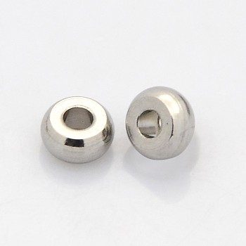 Rondelle 304 Stainless Steel Beads, Stainless Steel Color, 6x3mm, Hole: 2mm