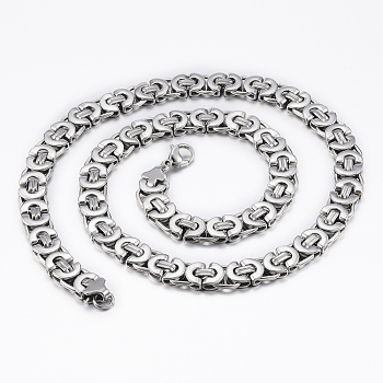 304 Stainless Steel Byzantine Chain Necklaces, with Lobster Claw Clasps, Stainless Steel Color, 24 inch(61cm)