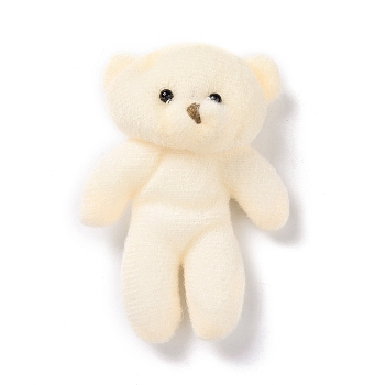 PP Cotton Mini Animal Plush Toys Bear Pendant Decoration, for Bag Pendant Doll Gift, Old Lace, 102.5x70.5x44mm