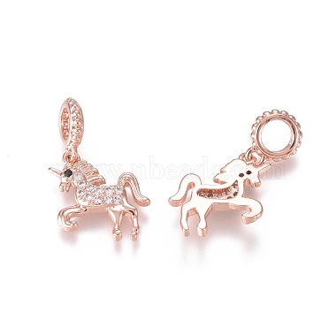 23mm Clear Horse Brass+Cubic Zirconia Dangle Beads