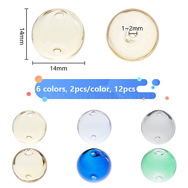 12piezas 6 colores cuentas de vidrio soplado hechas a mano(GLAA-GO0001-06)-2