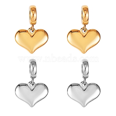 Heart 304 Stainless Steel Dangle Charms