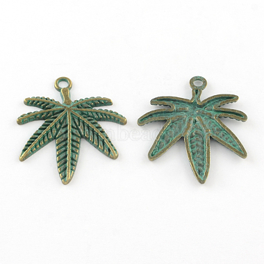 Antique Bronze & Green Patina Leaf Alloy Pendants