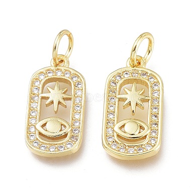 Real 18K Gold Plated Clear Oval Brass+Cubic Zirconia Charms