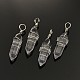 Faceted Bullet Platinum Plated Brass Quartz Crystal Double Terminated Pointed Pendants(G-J265-15)-1