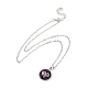Glass Flat Round Pendant Necklace with Brass Chain(NJEW-A003-01B)-1